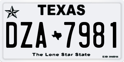 TX license plate DZA7981