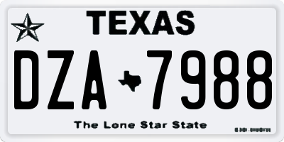 TX license plate DZA7988