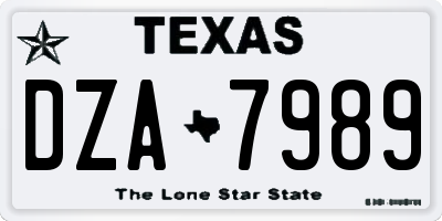 TX license plate DZA7989