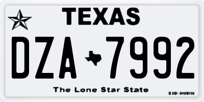 TX license plate DZA7992