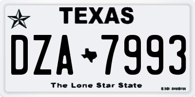 TX license plate DZA7993