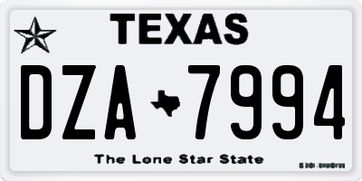 TX license plate DZA7994