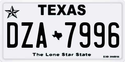 TX license plate DZA7996