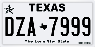 TX license plate DZA7999