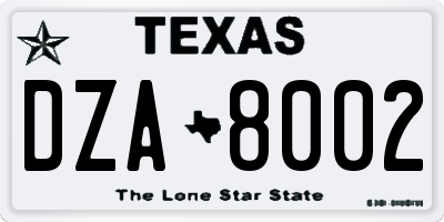 TX license plate DZA8002