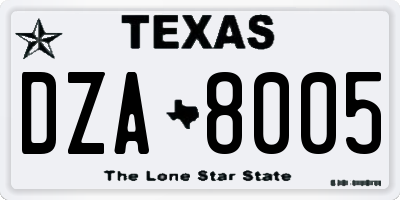 TX license plate DZA8005