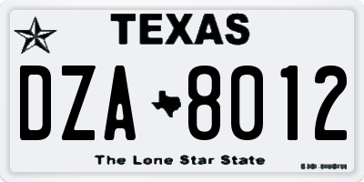TX license plate DZA8012