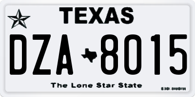 TX license plate DZA8015