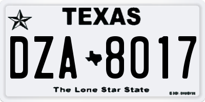 TX license plate DZA8017
