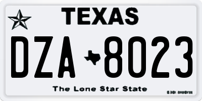 TX license plate DZA8023