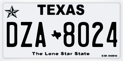 TX license plate DZA8024