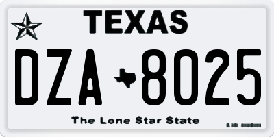 TX license plate DZA8025