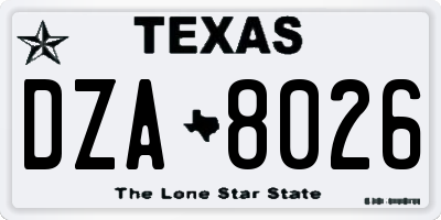 TX license plate DZA8026
