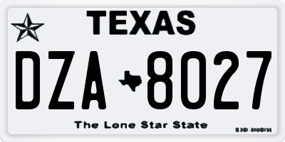 TX license plate DZA8027