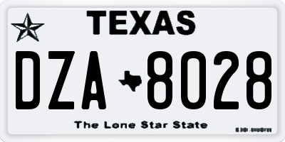 TX license plate DZA8028