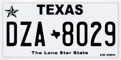 TX license plate DZA8029