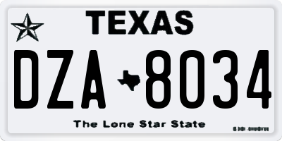 TX license plate DZA8034