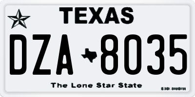 TX license plate DZA8035