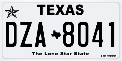TX license plate DZA8041