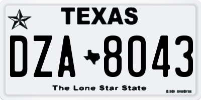 TX license plate DZA8043