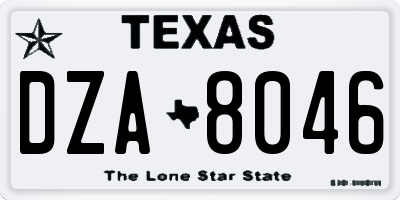 TX license plate DZA8046