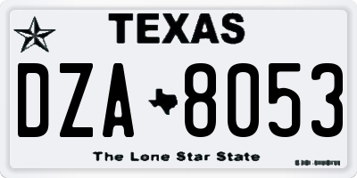 TX license plate DZA8053