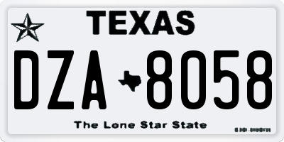 TX license plate DZA8058