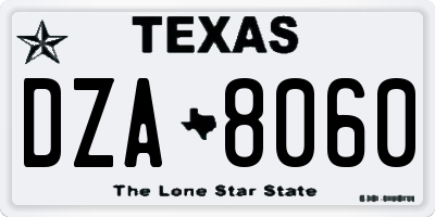 TX license plate DZA8060