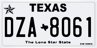 TX license plate DZA8061