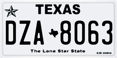 TX license plate DZA8063