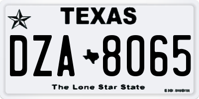 TX license plate DZA8065