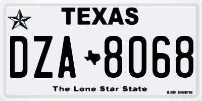 TX license plate DZA8068