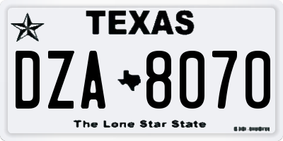 TX license plate DZA8070