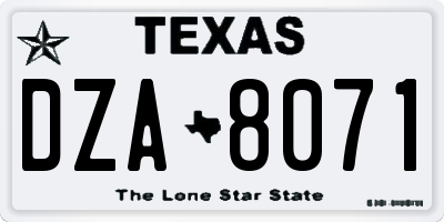 TX license plate DZA8071
