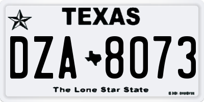 TX license plate DZA8073