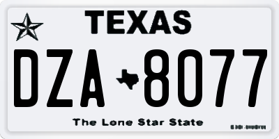 TX license plate DZA8077