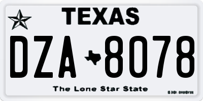 TX license plate DZA8078
