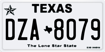 TX license plate DZA8079