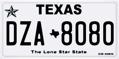 TX license plate DZA8080