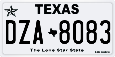 TX license plate DZA8083