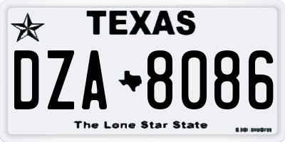 TX license plate DZA8086