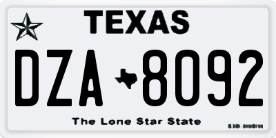 TX license plate DZA8092