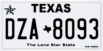 TX license plate DZA8093