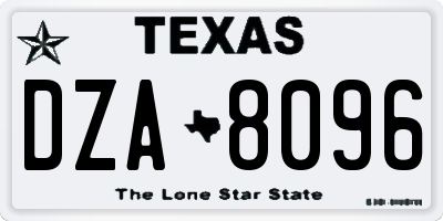 TX license plate DZA8096