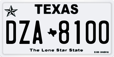 TX license plate DZA8100