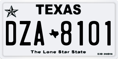 TX license plate DZA8101