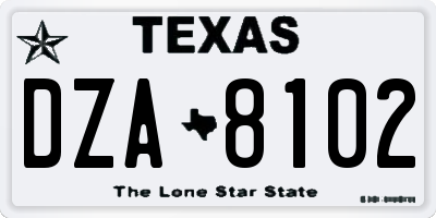 TX license plate DZA8102