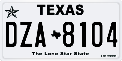 TX license plate DZA8104