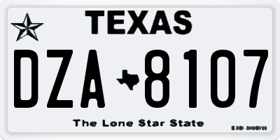 TX license plate DZA8107