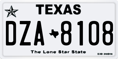 TX license plate DZA8108